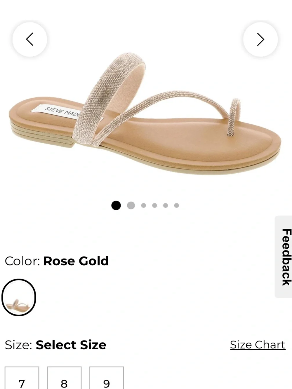 Steve Madden Rose Gold Crystal-Strap Toe-Loop Sandal